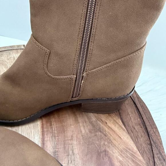 BCBG Girls Boots Girls Size 3 Tan LINDA Fringe Western Ankle Side Zip Block Heel - Picture 13 of 14